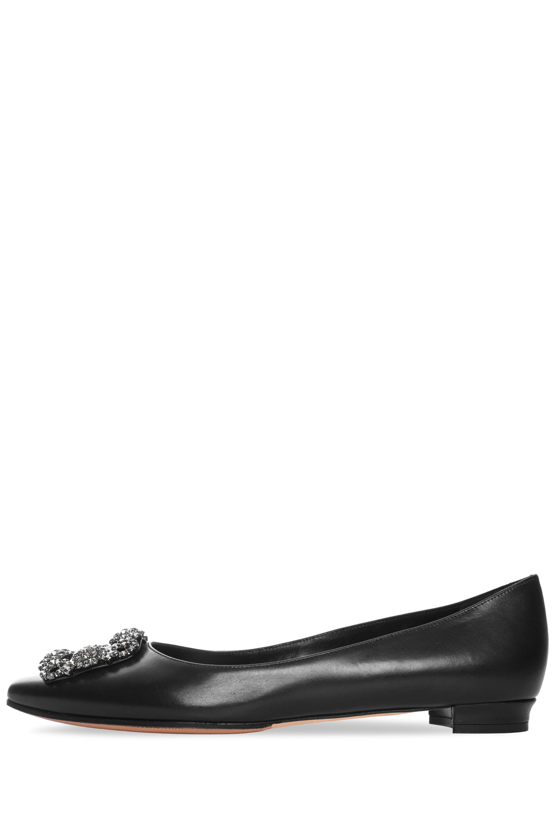 Manolo Blahnik Size 38 Hangisi Leather Jewel Buckle Flats