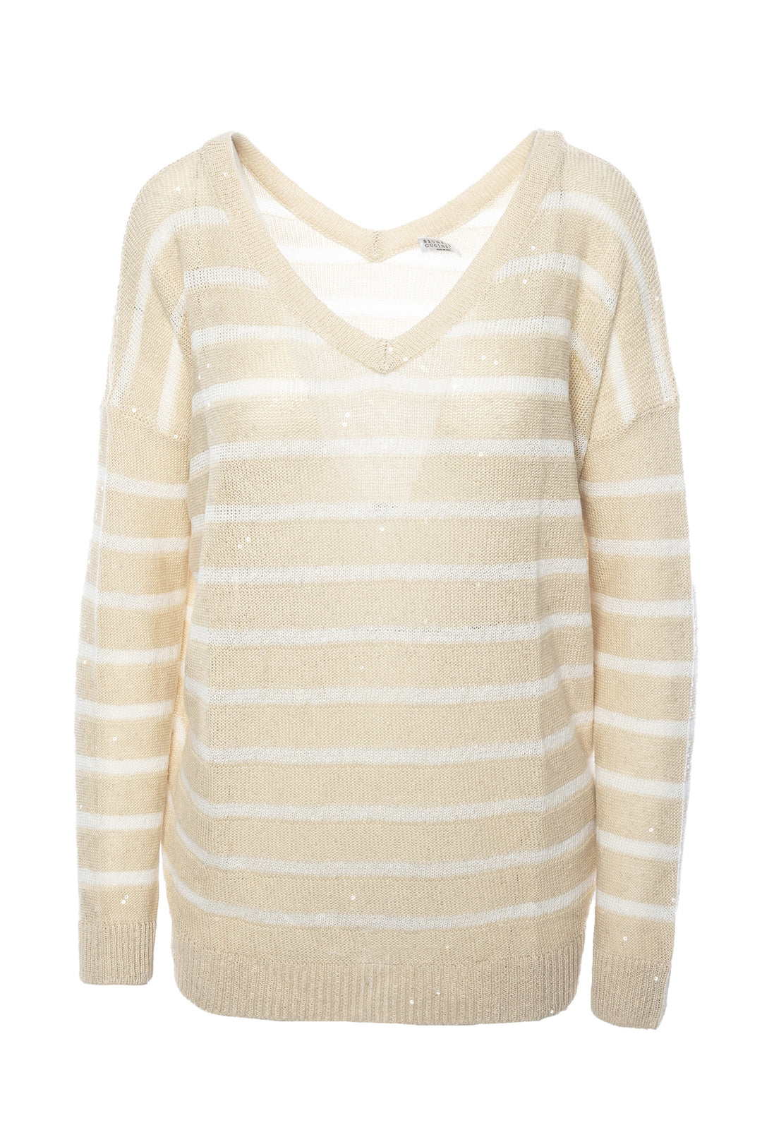 Brunello Cucinelli Size L Striped Sequin Sweater