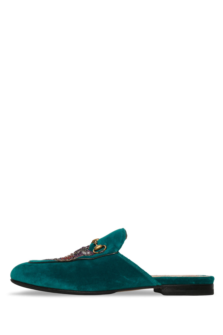 Gucci Size 40 Velvet Tiger Embellished Princetown Mules