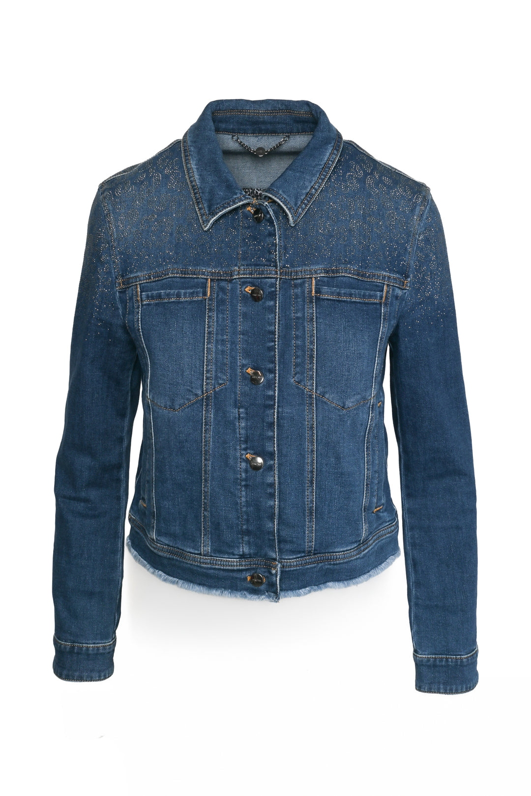 Marccain Size 2 Leopard Stud Embellished Denim Jacket