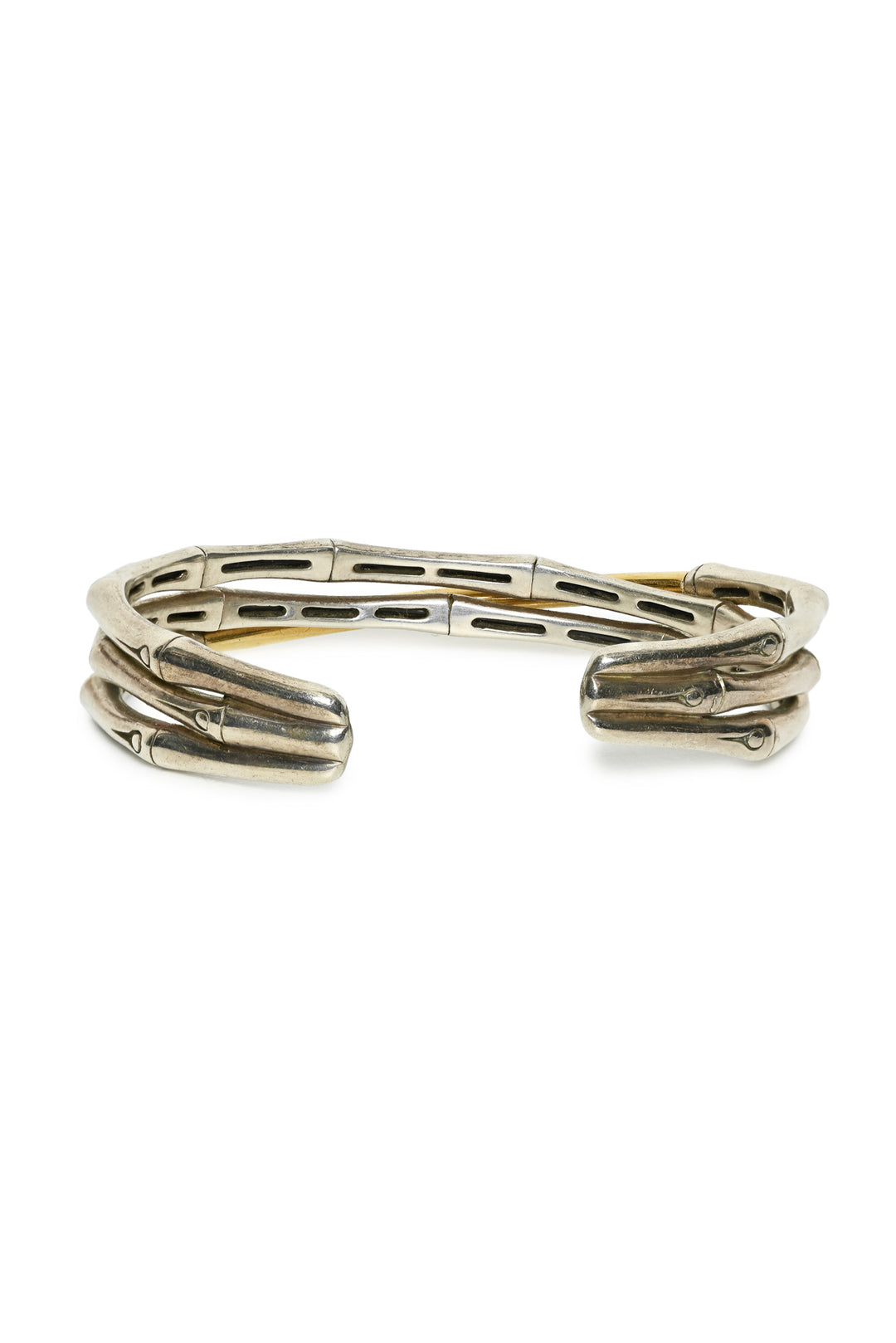 John Hardy Sterling Silver & 18K Gold Flexible Bamboo Cuff Bracelet
