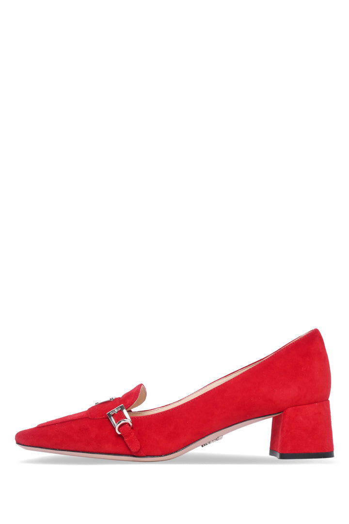 Prada Size 35 Logo Suede Pumps