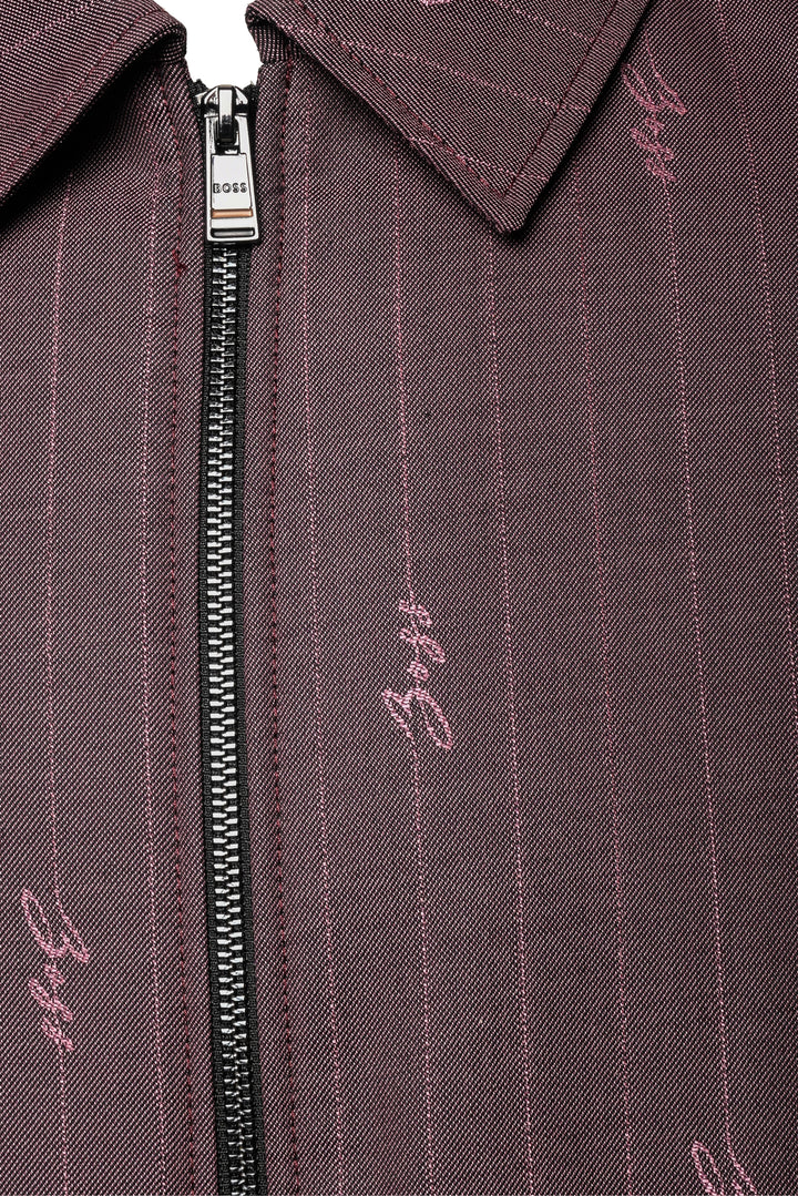 Boss Size 38 Men's Logo Pinstripe Carper Coach Jacket