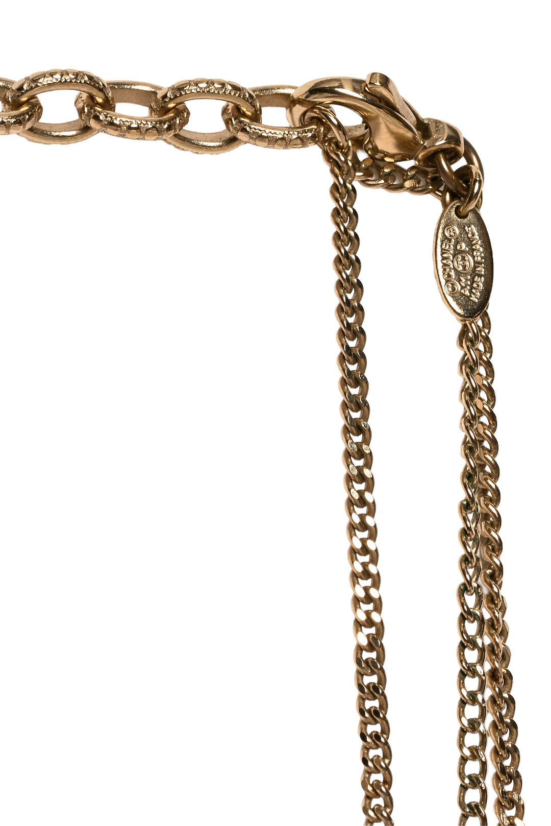 Chanel Vintage Logo Leaf Pendant Necklace