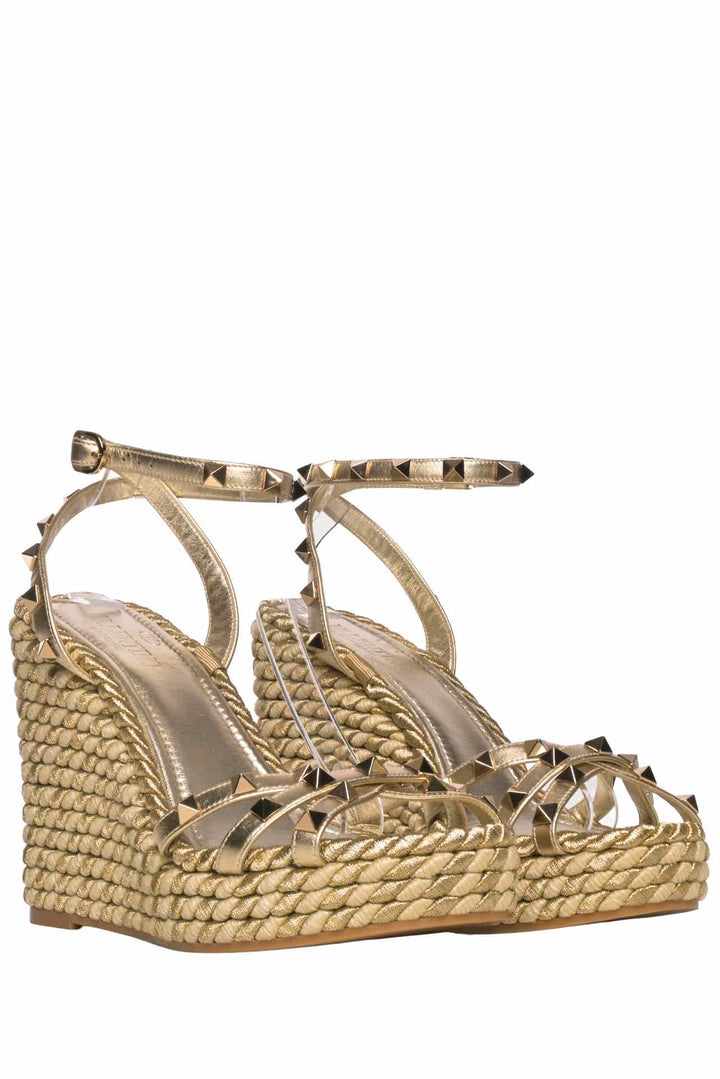 Valentino Size 37 Metallic Rope Wedges
