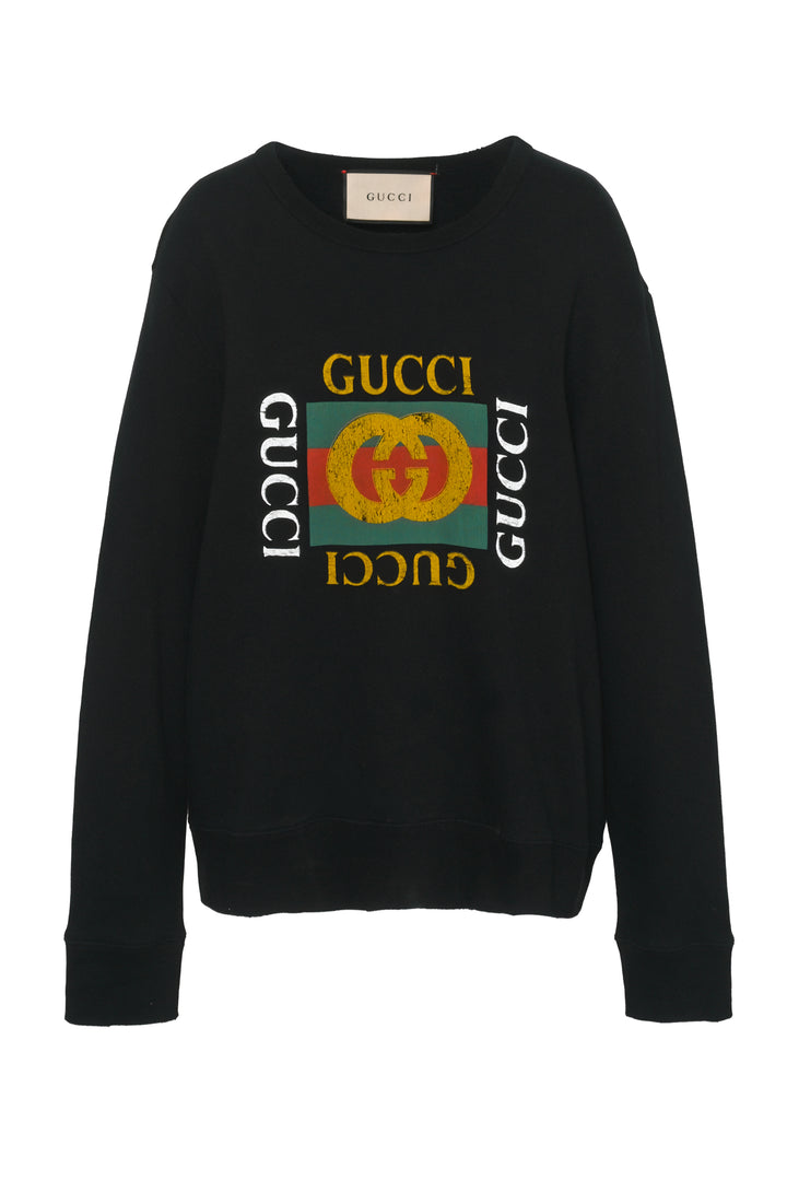Gucci Size XL Distressed Logo Sweatshirt