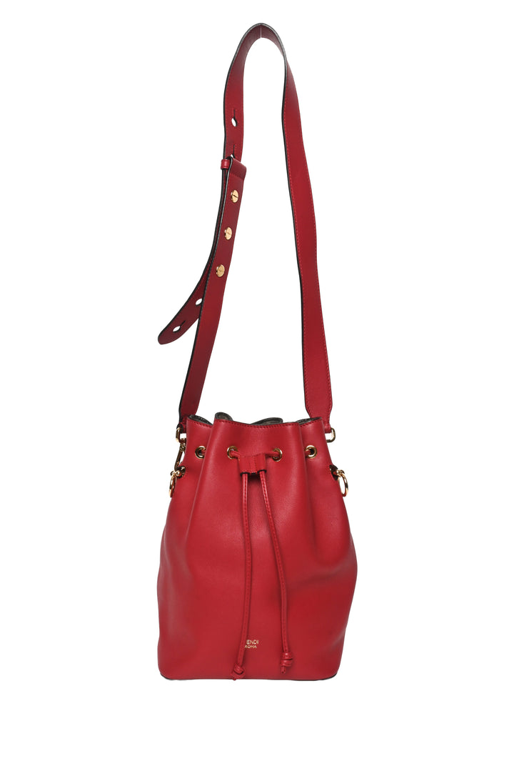 Fendi Red Leather Mon Tresor Bucket Bag