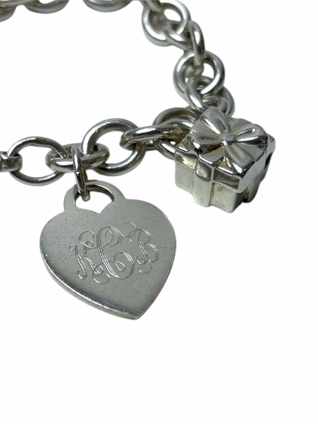Tiffany & Co Silver Heart Padlock Charm Bracelet