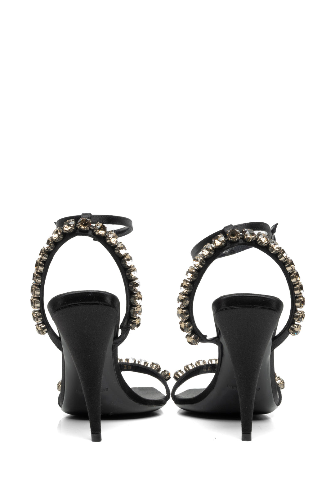 Saint Laurent Size 38 Kiki Crystal Embellished Satin Sandals