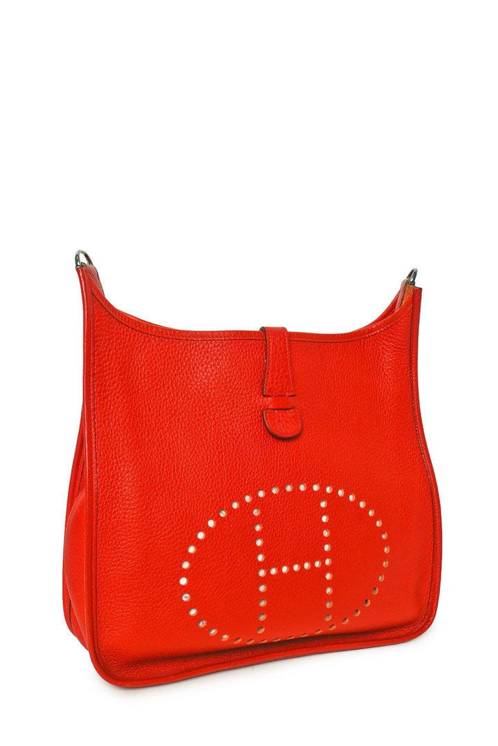 Hermes 2005 Red Taurillon Clemence Evelyne III PM Crossbody