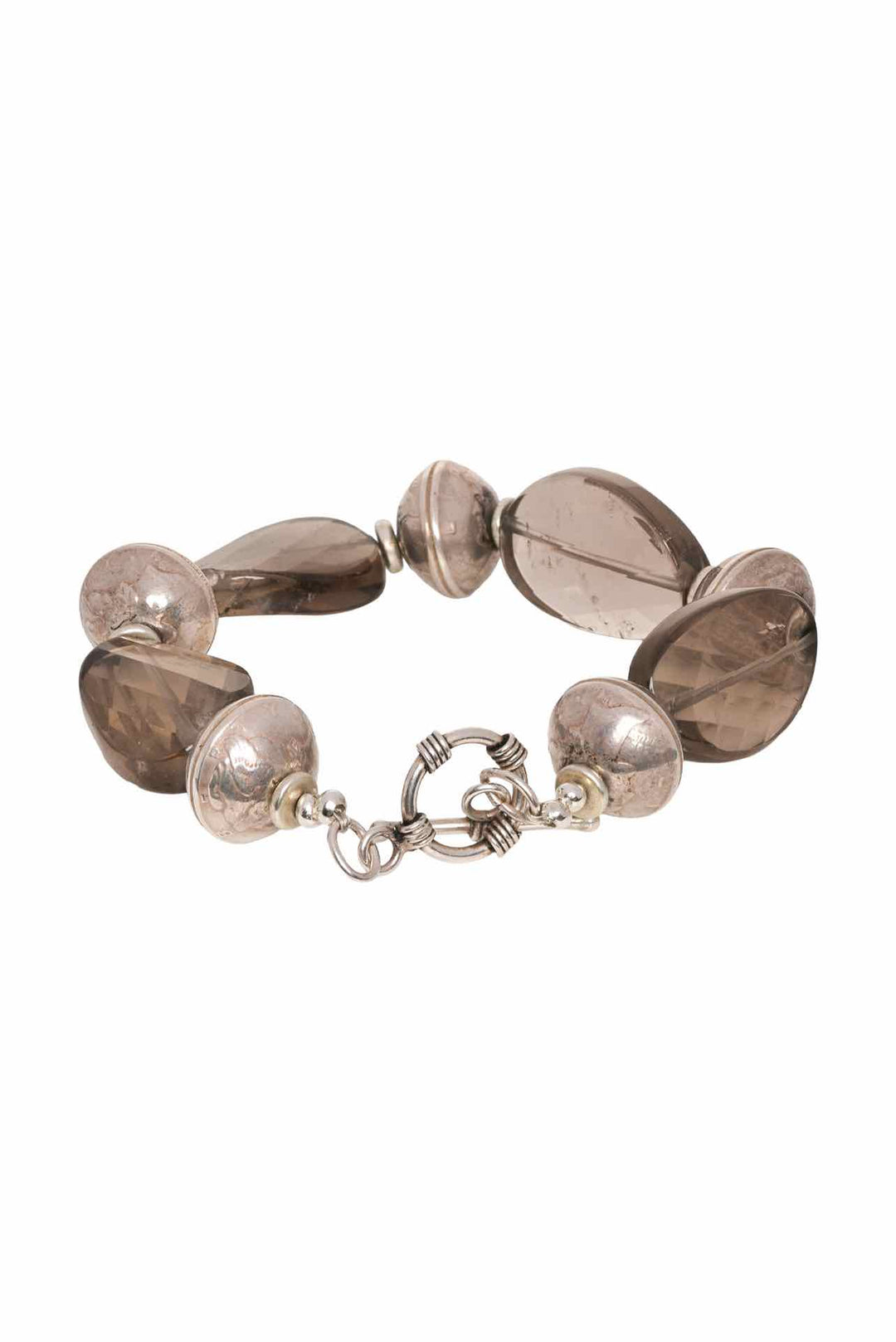 Silver & Smoky Quartz Toggle Bracelet