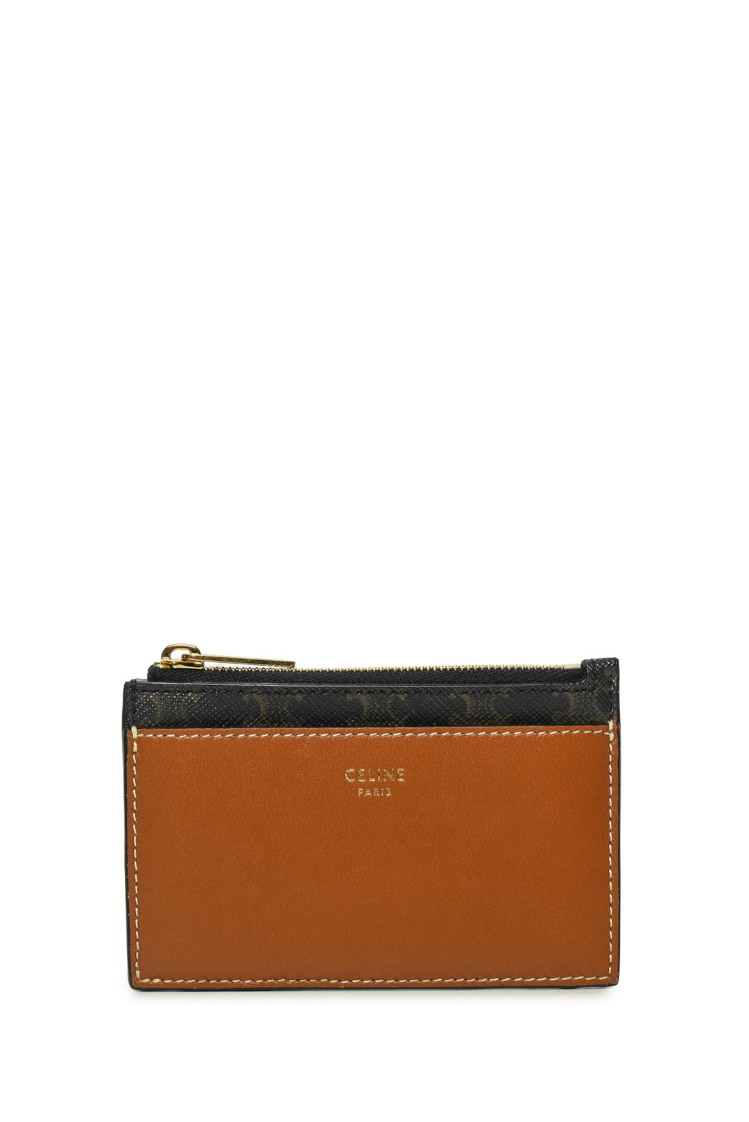 Celine Triomphe Canvas & Lambskin Zipped Card Holder
