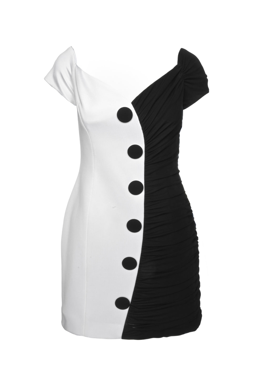 Balmain Size 40 Off The Shoulder Bodycon Mini Dress