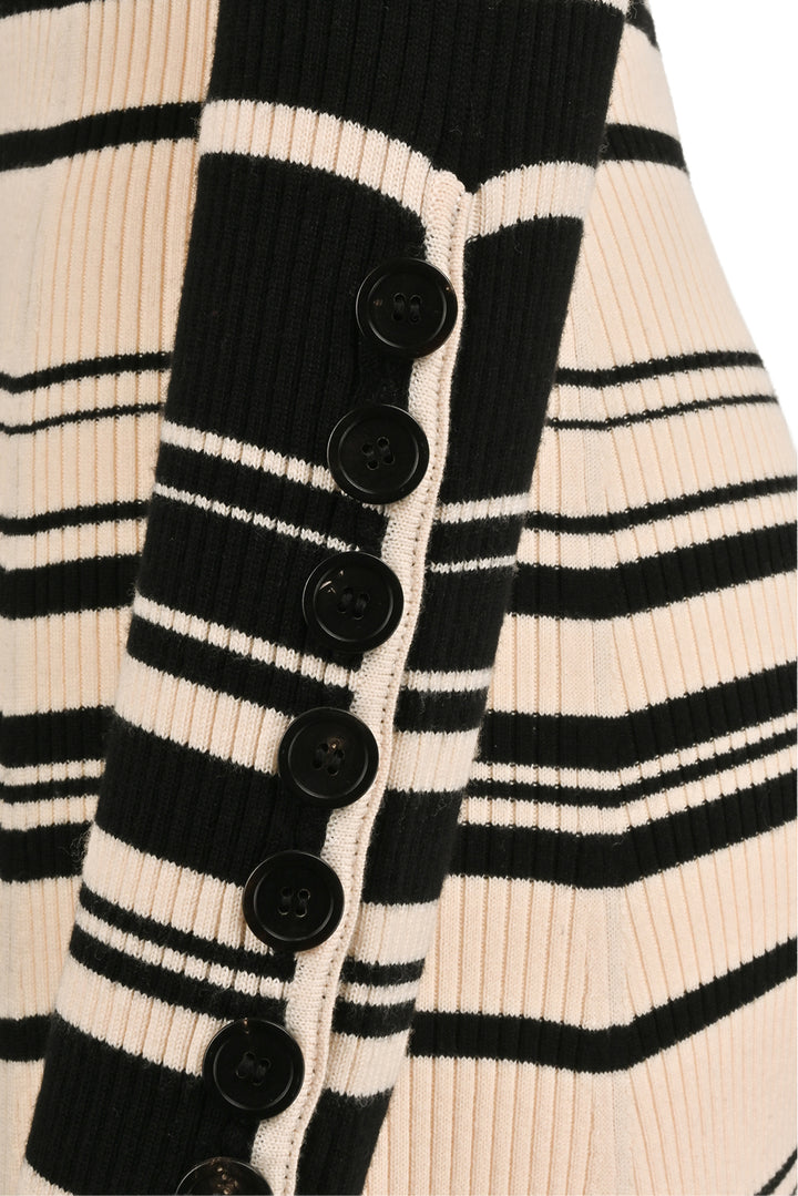 St. John Size P Striped Wool Long Sleeve Maxi Dress
