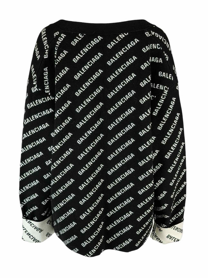 Balenciaga Size L 2021 All Over Logo Cardigan
