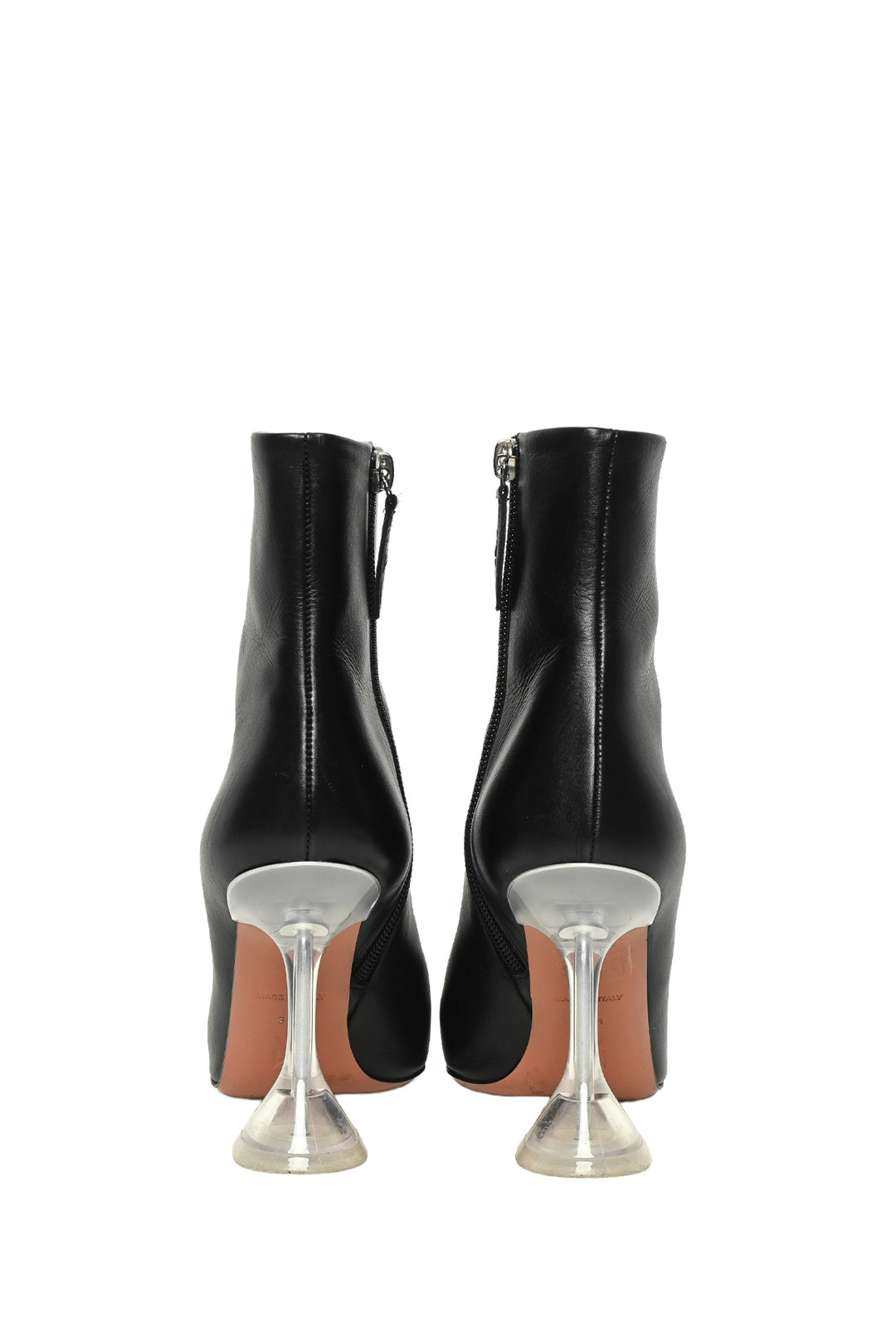 Amina Muaddi Size 37.5 Giorgia Glass Nappa Leather Ankle Boots