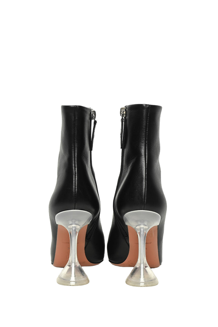 Amina Muaddi Size 37.5 Giorgia Glass Nappa Leather Ankle Boots