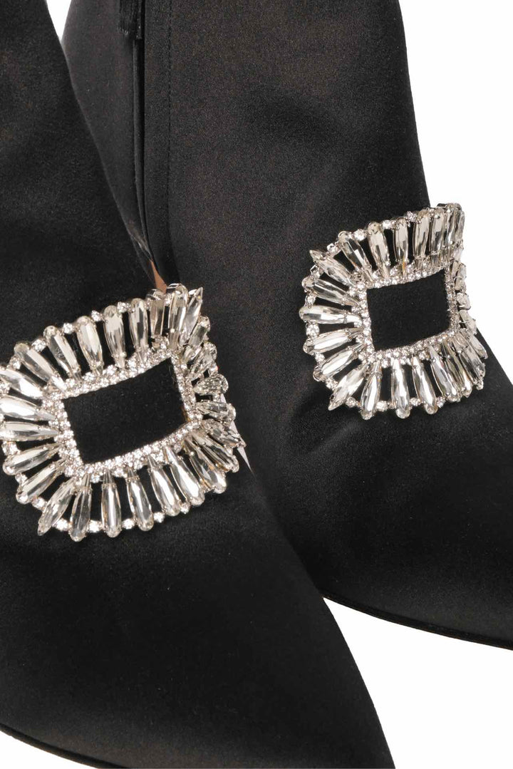 Manolo Blahnik Size 36.5 Cantita Satin Heeled Ankle Boots