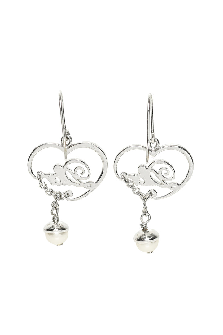 Dior Heart & Faux Pearl Dangle Earrings