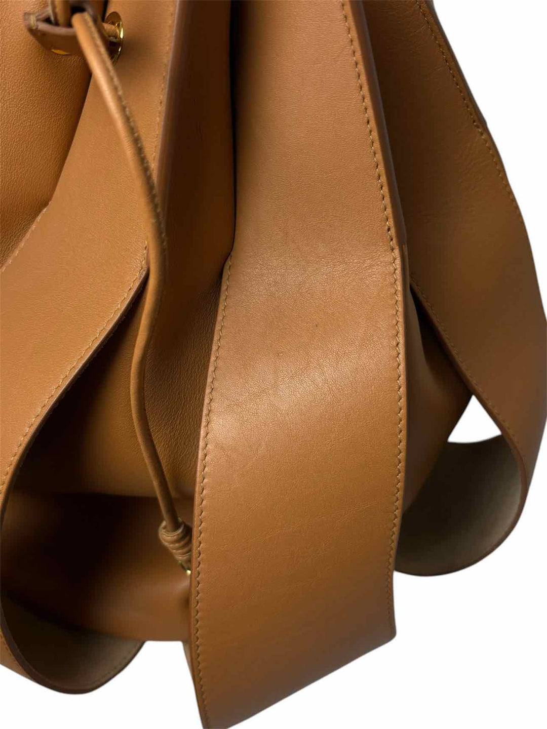 Ulla Johnson Tan Brown Lotus Pleated Leather Bucket Bag