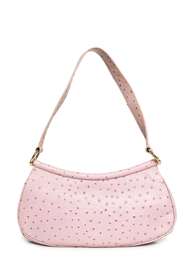 Escada Ostrich Leather Flap Shoulder Bag