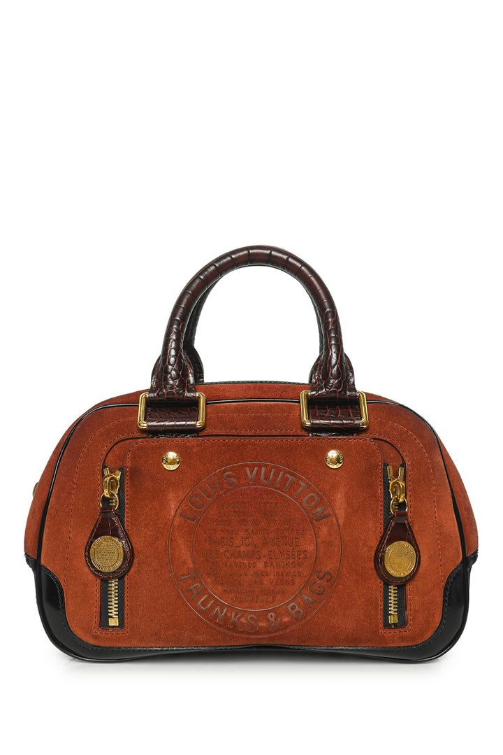 Louis Vuitton Vintage Suede Havane Stamped Trunk PM Purse