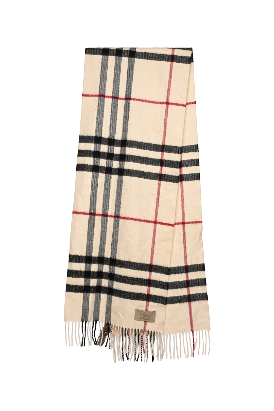 Burberry Cashmere Fringe Check Scarf