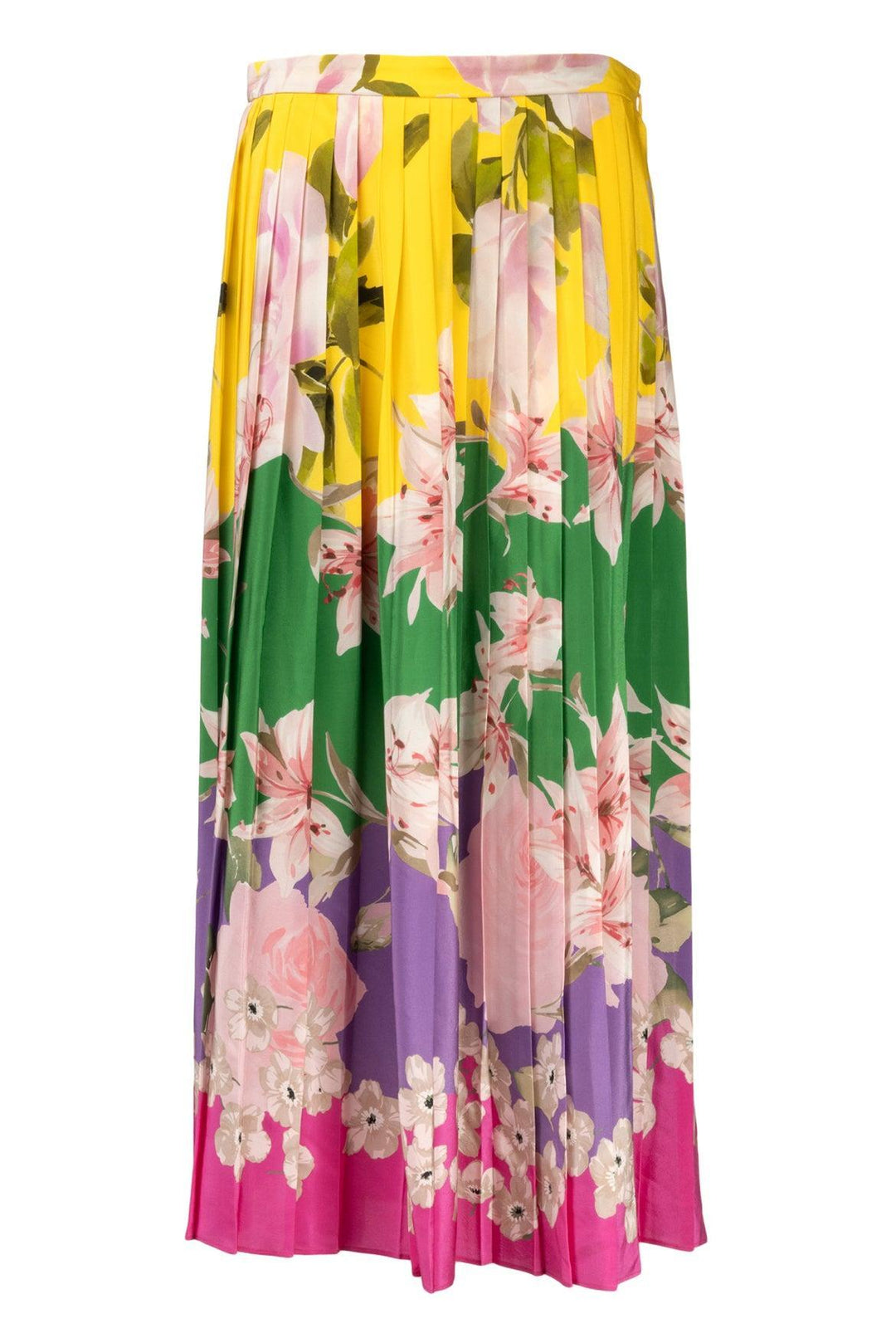 Valentino Size 10 Flying Flowers Pleated Skirt