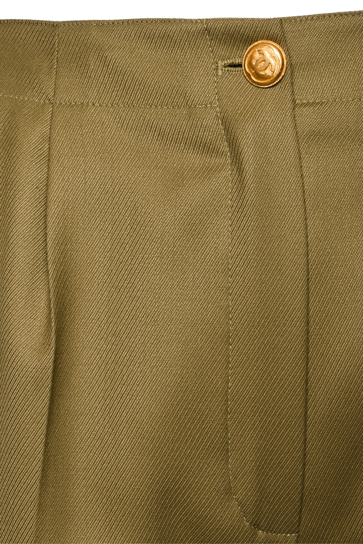 Chanel Size 38 1996 Belted Safari CC Jacket & Pant Suit