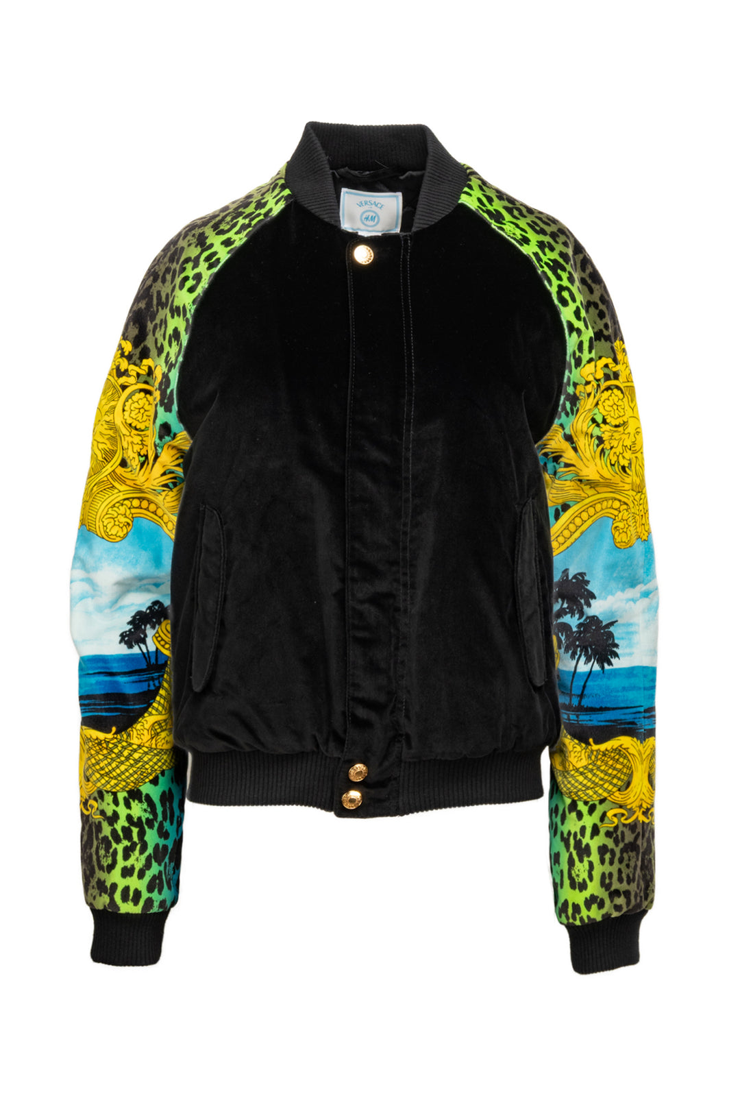 H & M x Versace Size M Men's Barocco & Animal Print Velvet Bomber Jacket