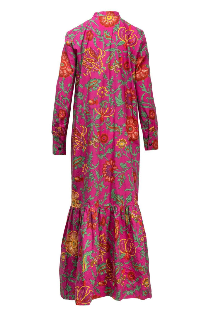 La Double J Size XL Bellini Dragon Flower Long Sleeve Cotton Maxi Dress