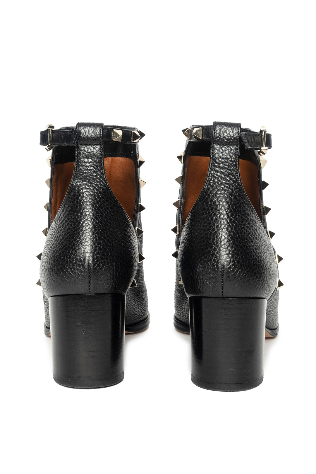 Valentino Size 40 Rock Stud Detail Calfskin Ankle Strap Boots