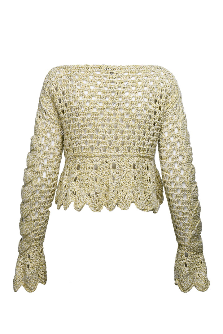 Etro Size 40 Cropped Crochet Silk Sweater