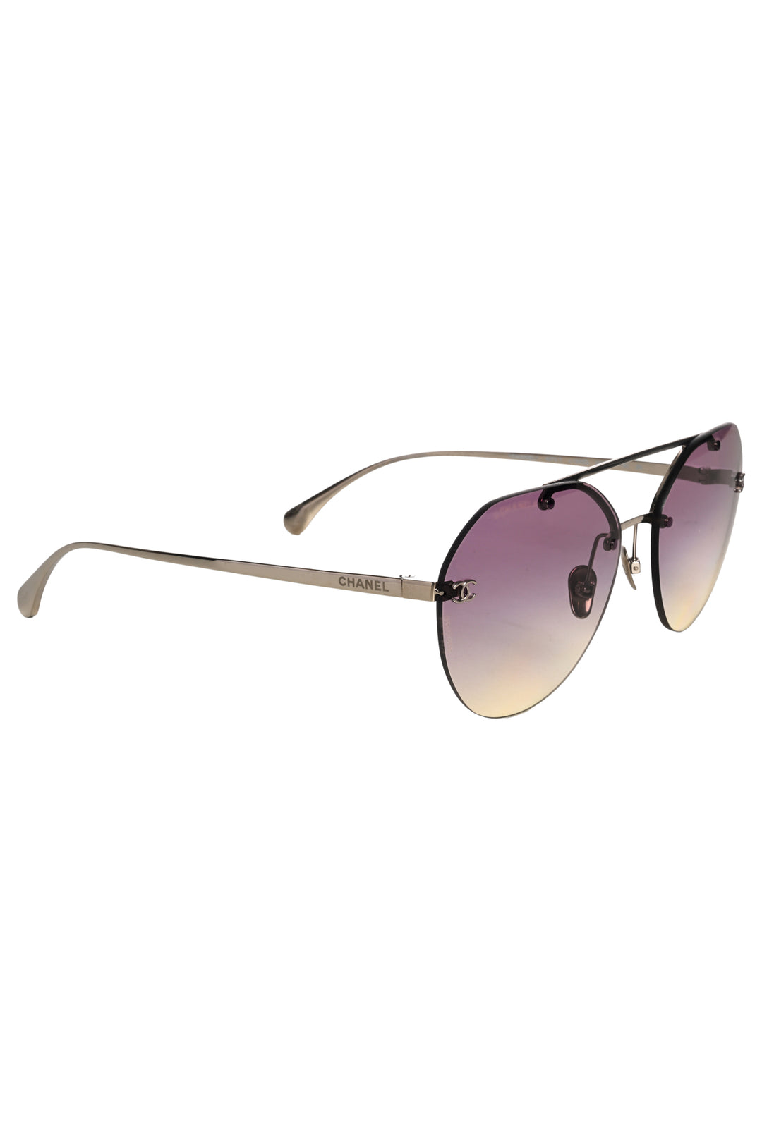 Chanel Titanium CC Pilot Aviator Sunglasses