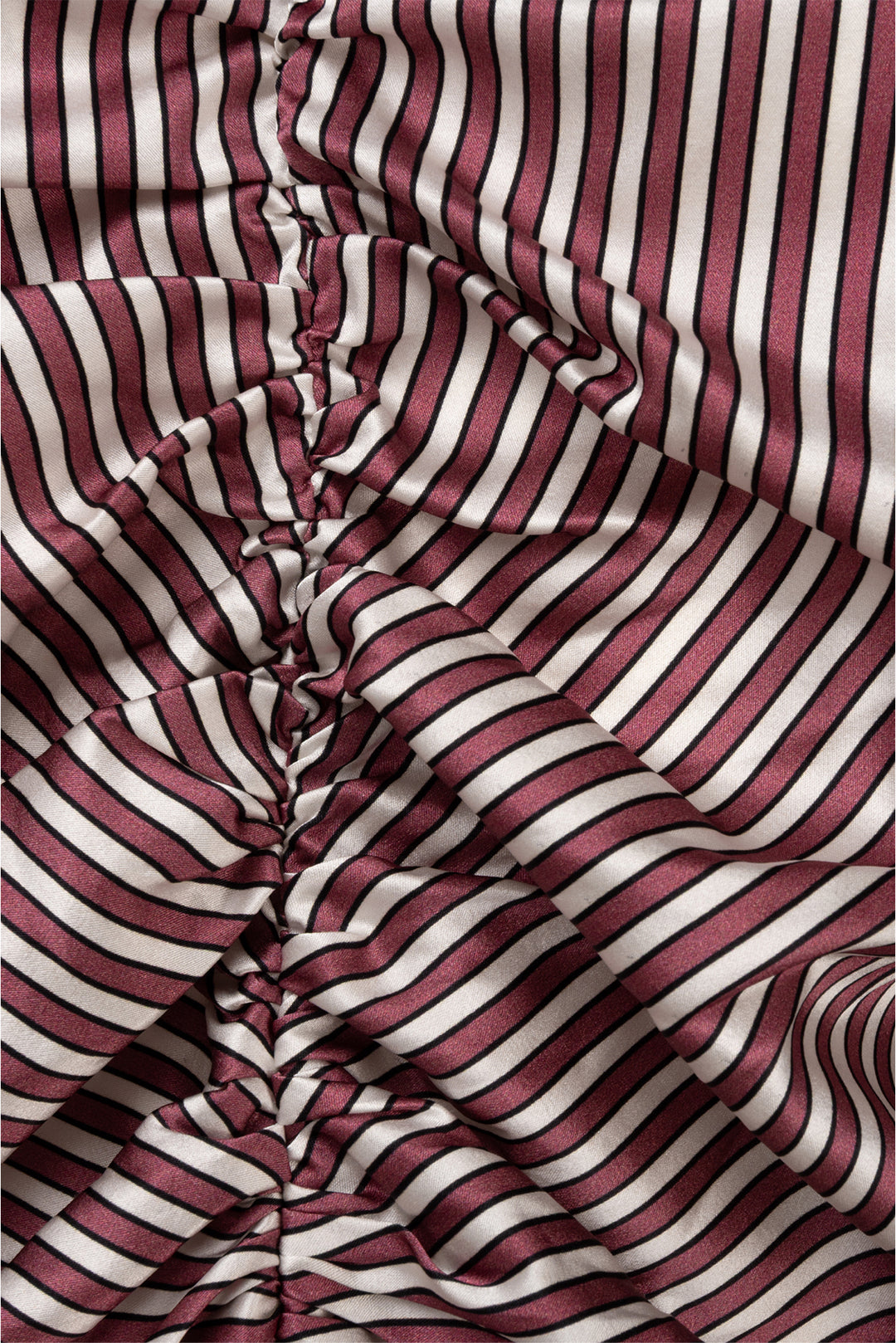 Caroline Constas Size S Ruched Silk Striped Long Sleeve Tops