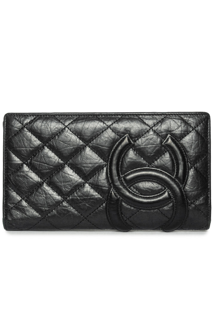 Chanel Aged Calfskin Cambon Ligne Yen Bilfold Wallet