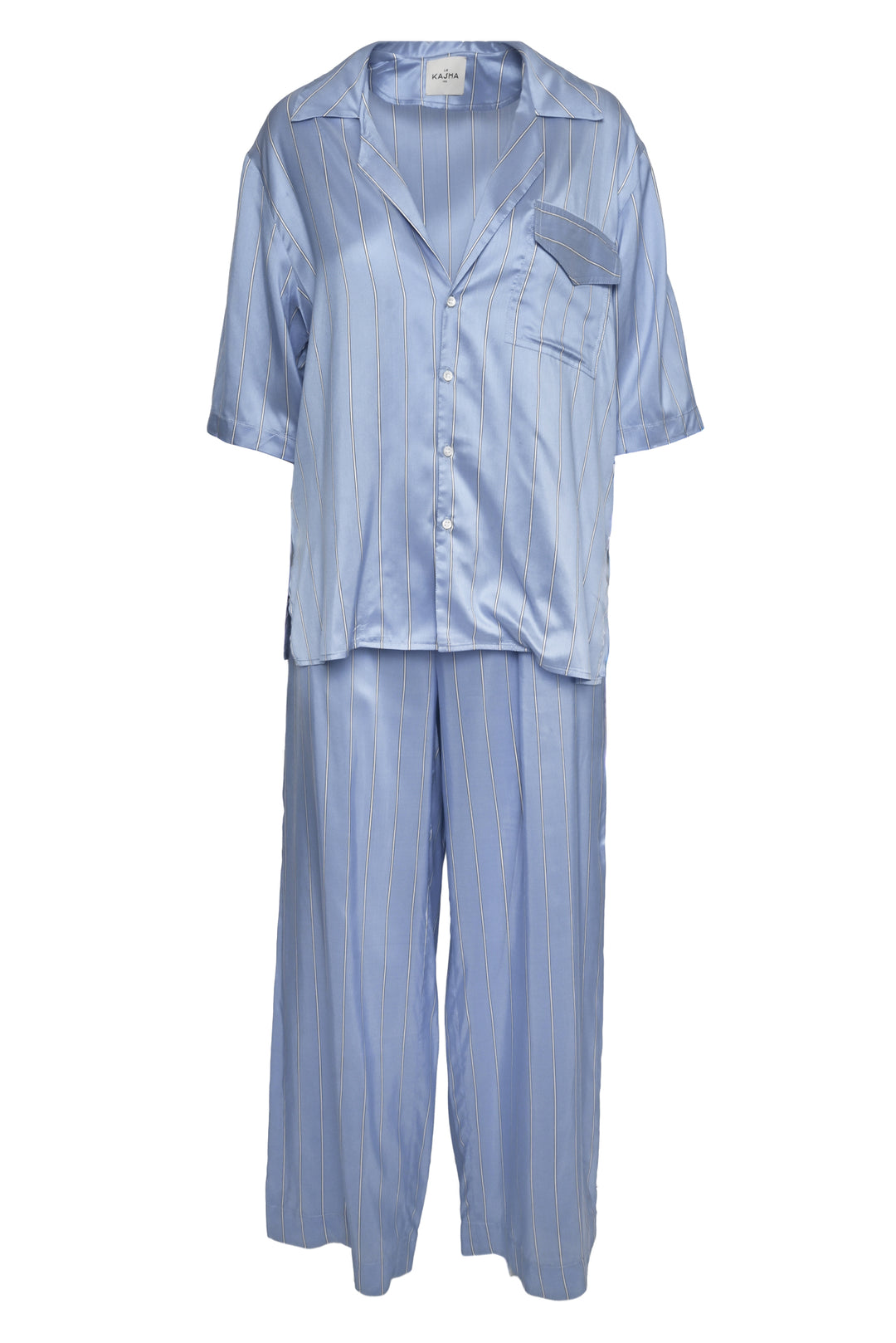 LE KASHA Size S Striped Silk Short Sleeve Shirt & Pant Set