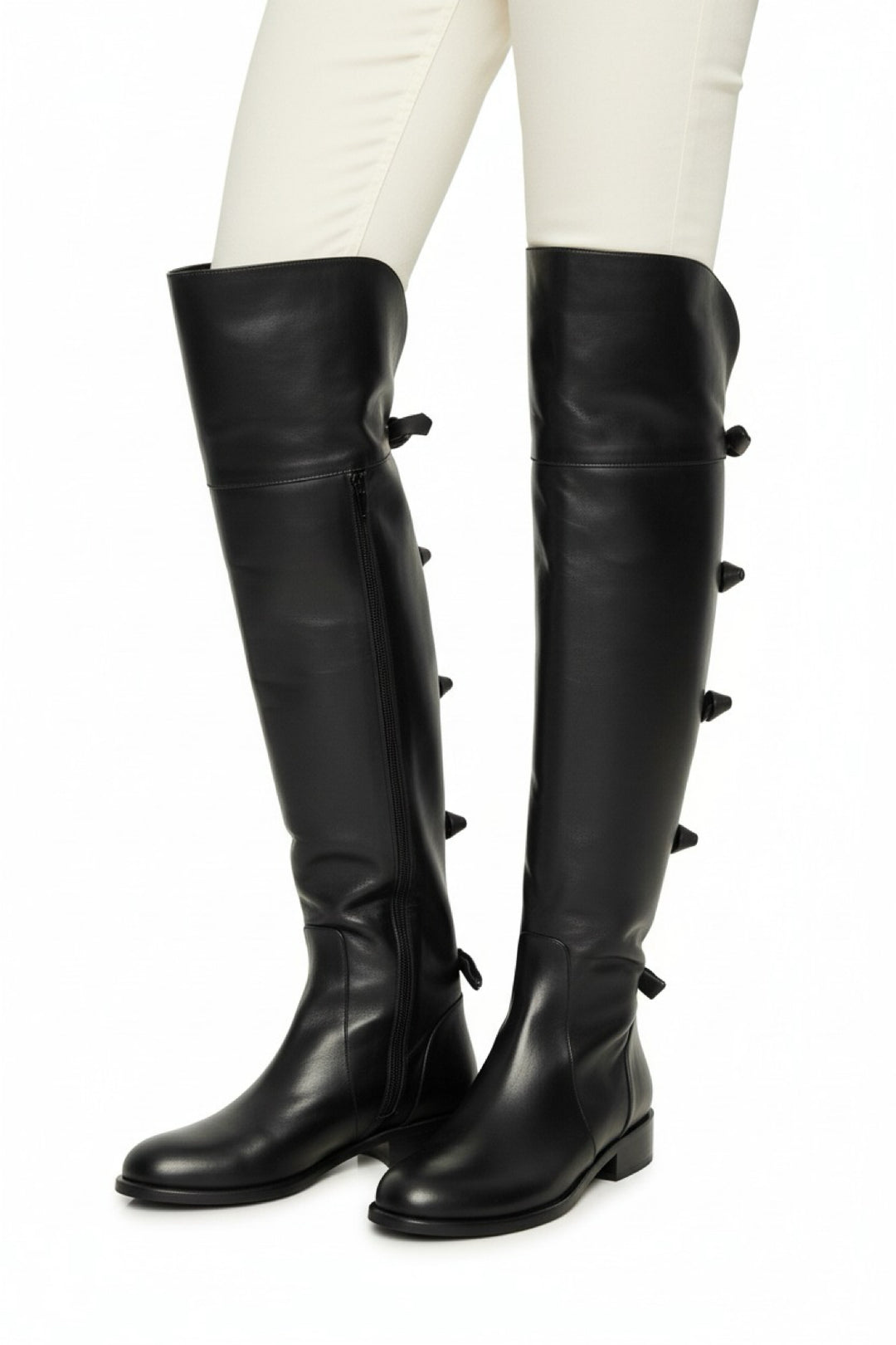 Valentino Size 35 Calfskin Multi Bow Over the Knee Boots
