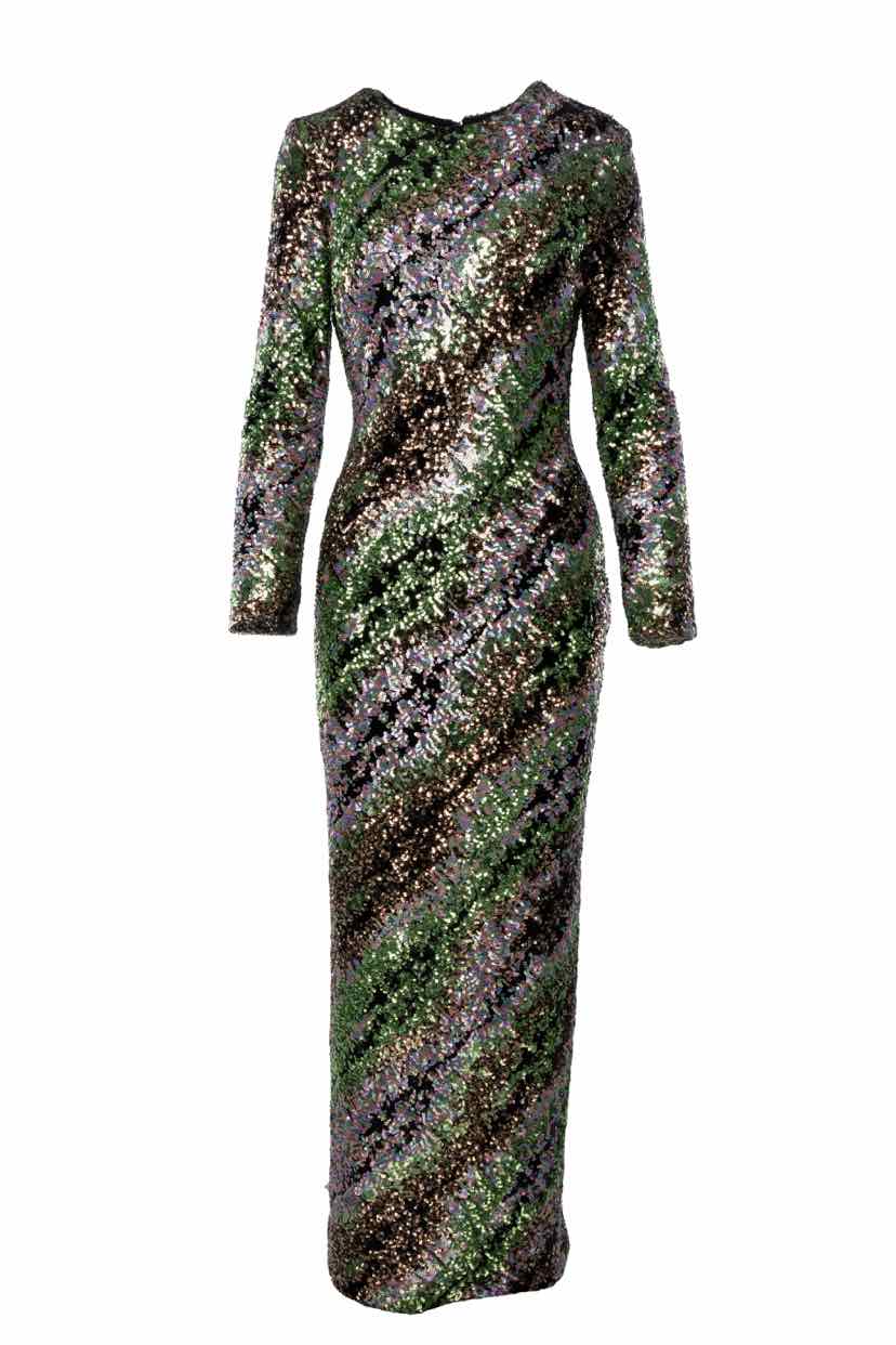 Halpern Size 38 Sequin Maxi Dress