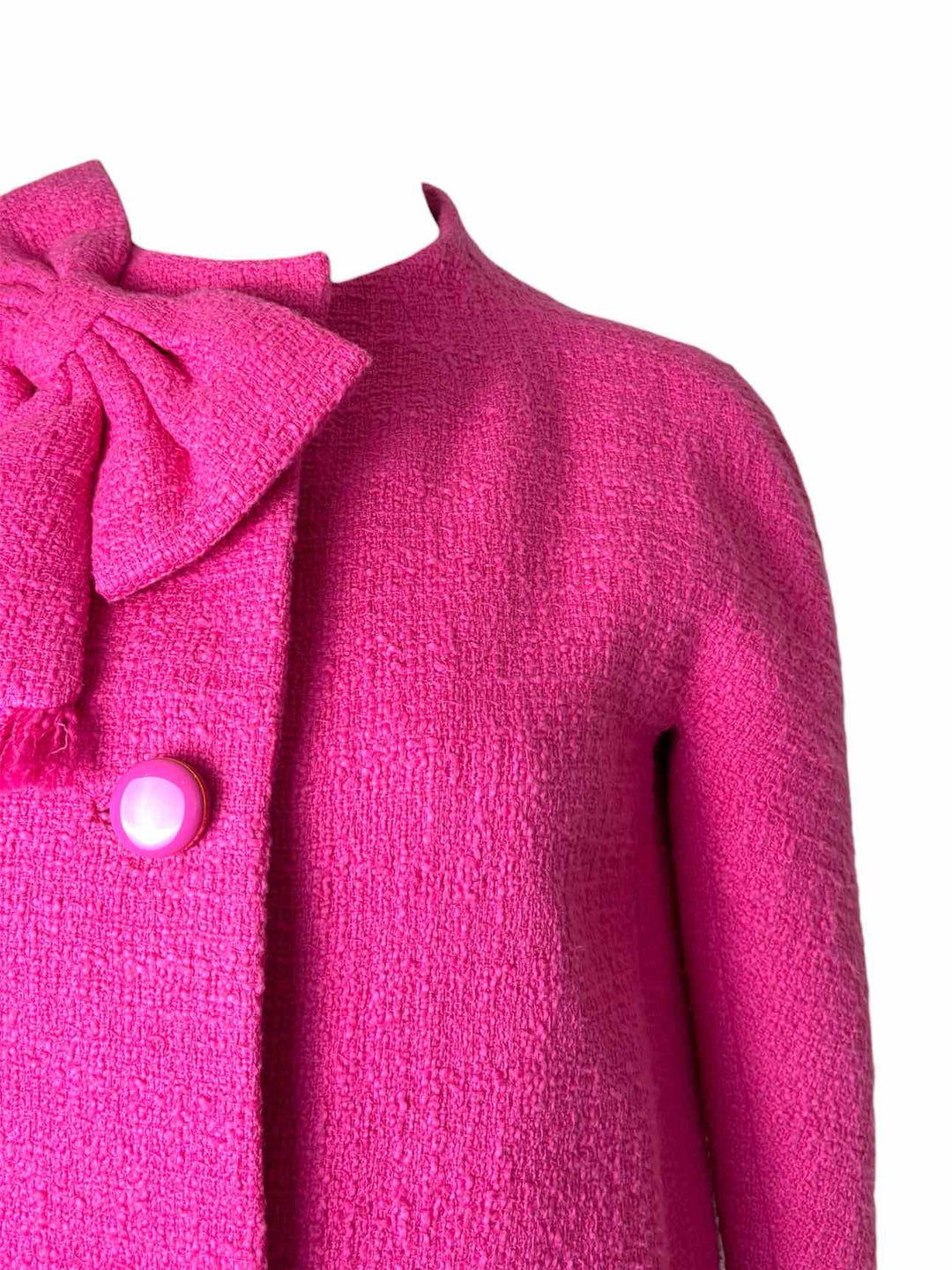 Kate Spade Size 0 Pink Tweed Large Bow Coat