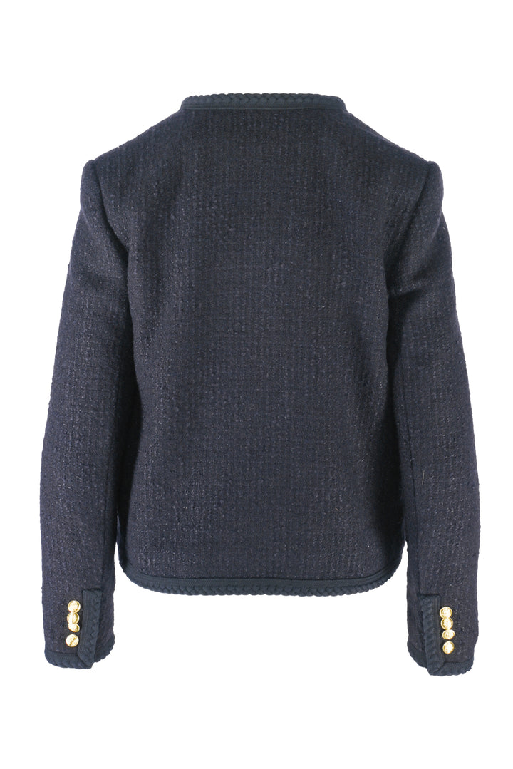 Celine Size 4 Boucle Tweed Chasseur Jacket