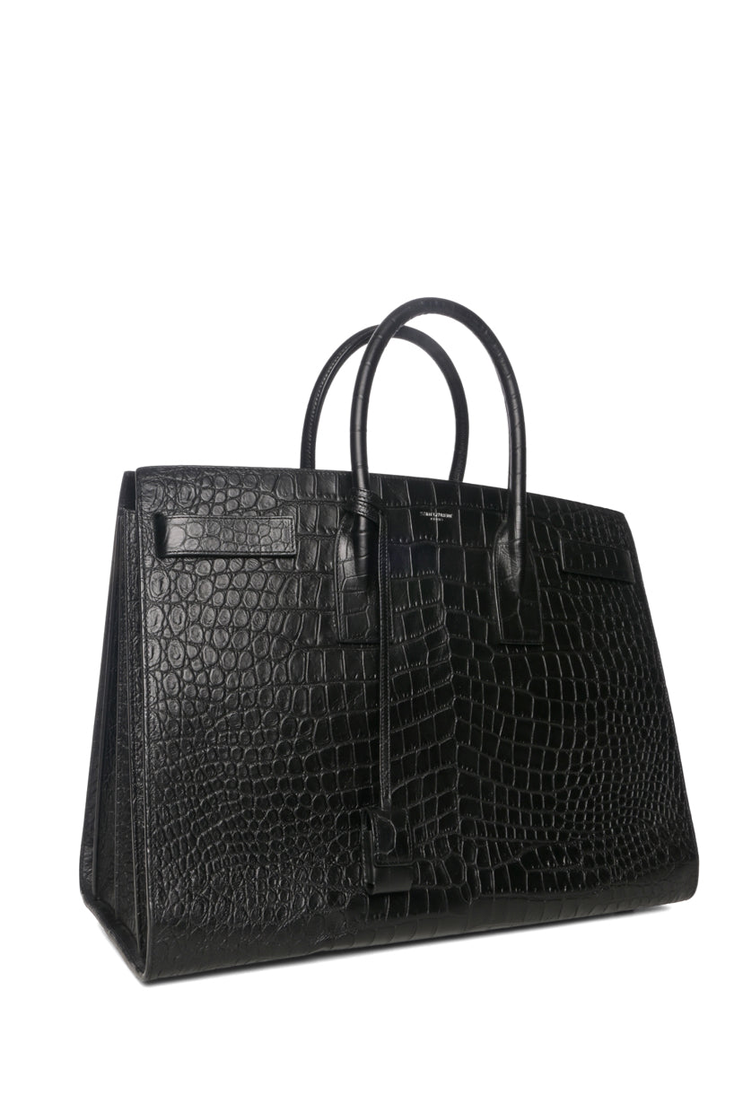 Saint Laurent 2017 Large Croc Embossed Sac De Jour Tote