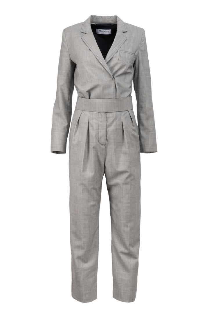 Maxmara Size 4 Corone Check Print Wool Jumpsuit