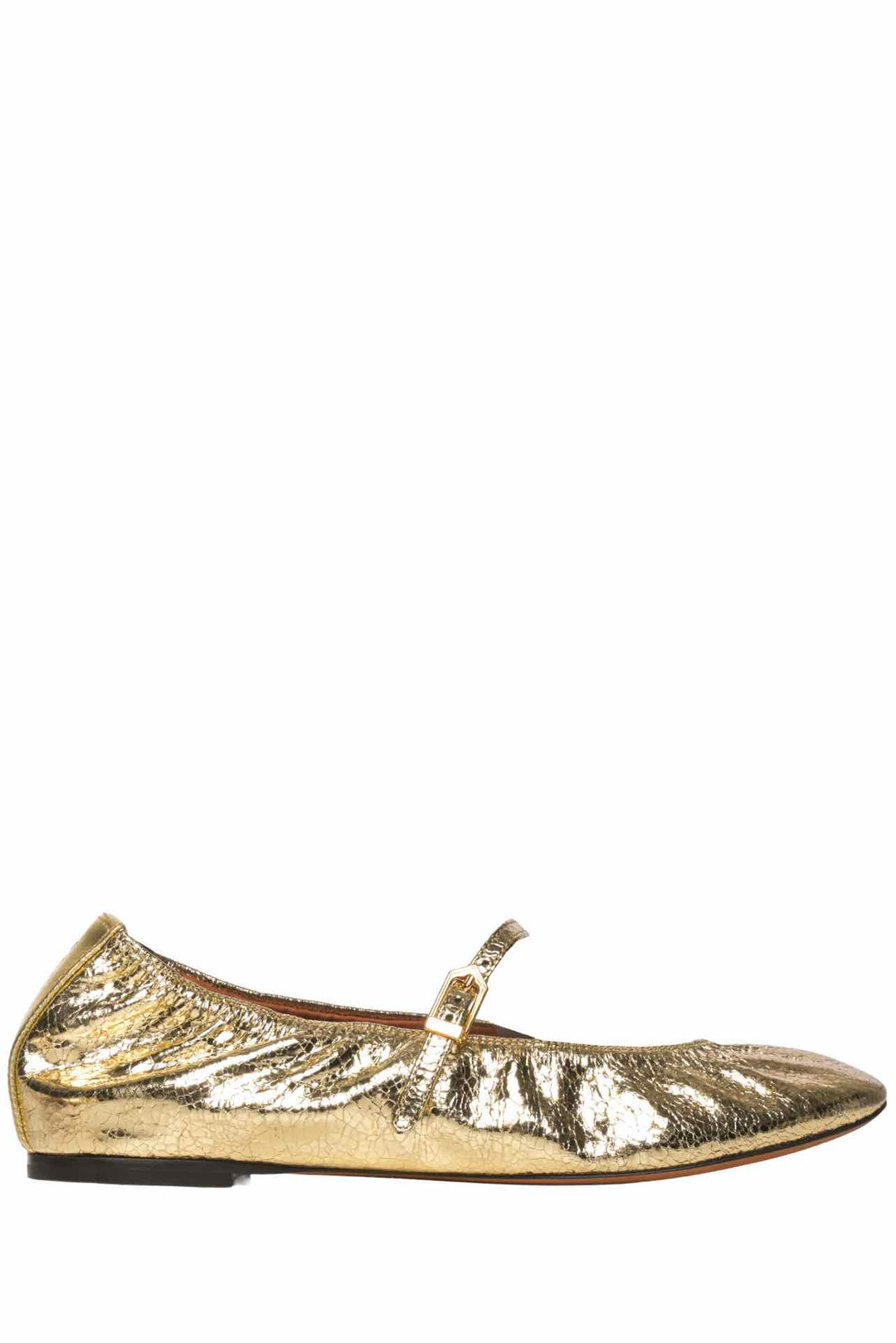 Lanvin Size 38 Gold Mary Jane Ballerina Flats