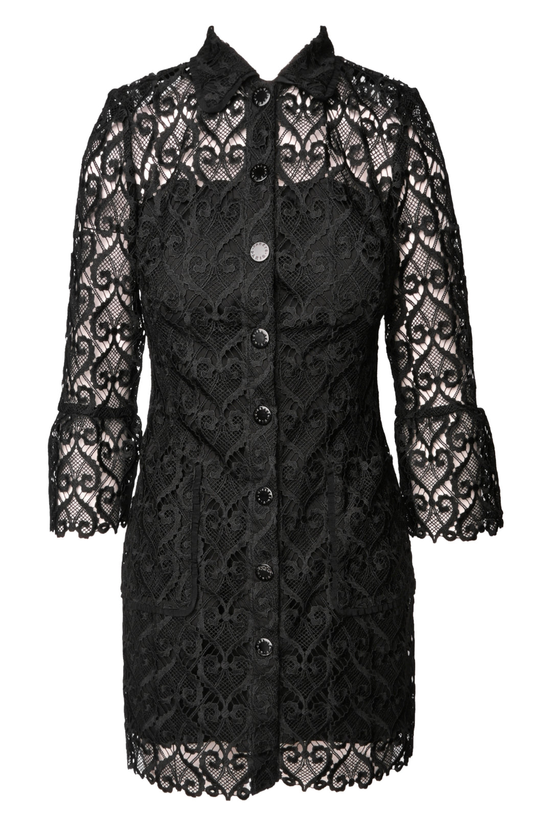Sandro Size 34 Sylvia Collared Lace Shirt Dress