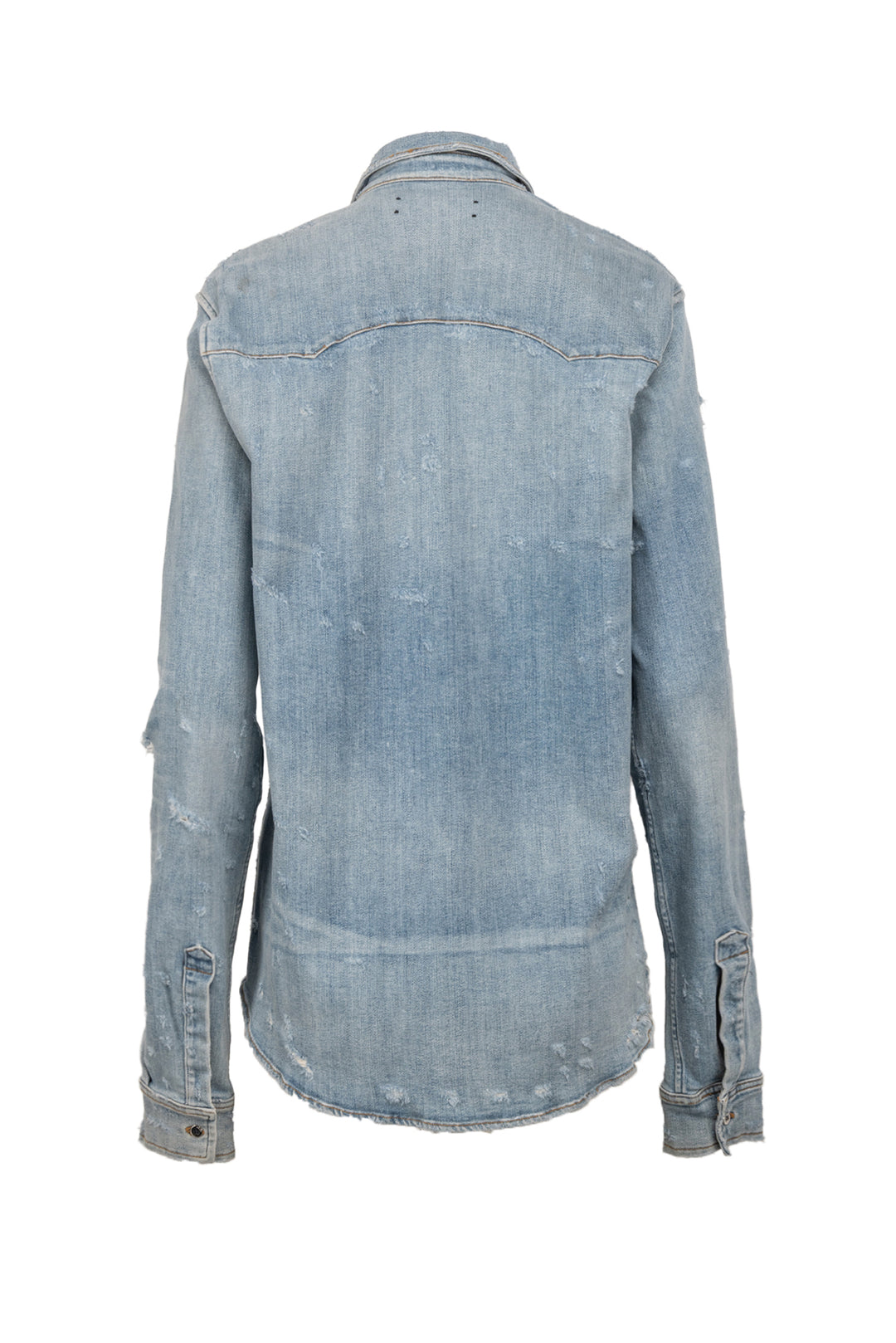 Amiri Size S Men's Distressed Denim Shirt Long Sleeve