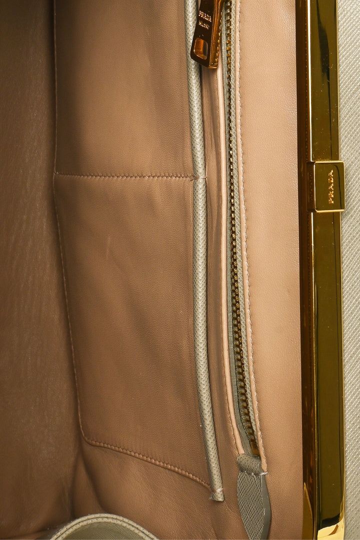 Prada Saffiano Lux Pyramid Frame Purse