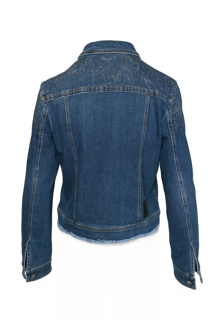 Marccain Size 2 Leopard Stud Embellished Denim Jacket