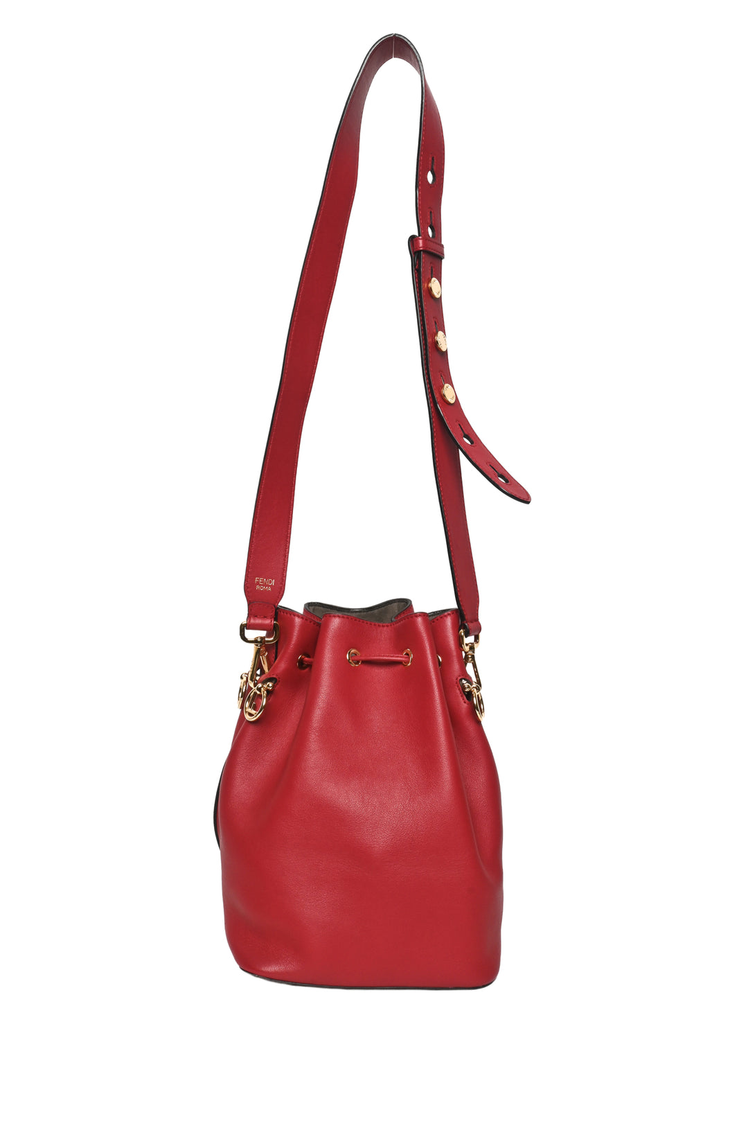 Fendi Red Leather Mon Tresor Bucket Bag