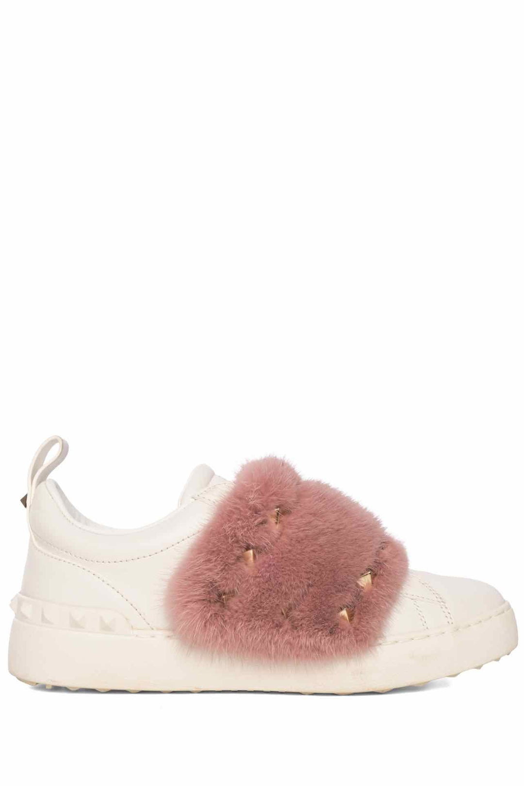 Valentino Size 36 Mink Fur Rockstud Leather Sneakers